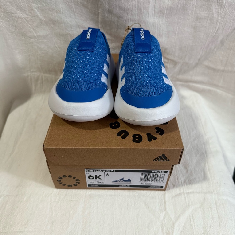 adidas Kids Blue and White Slip-On Sneakers